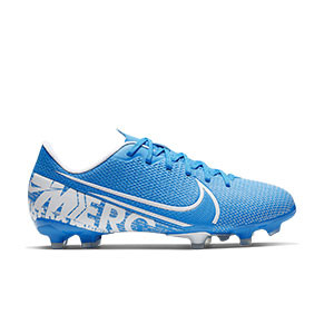 Nike Mercurial Vapor 13 Academy MG Jr - Botas de fútbol infantiles Nike MG para césped natural o artificial - azul celeste - pie derecho