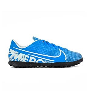 Nike Mercurial Vapor 13 Club TF Jr - Zapatillas multitaco infantiles Nike suela turf - azul celeste - derecho