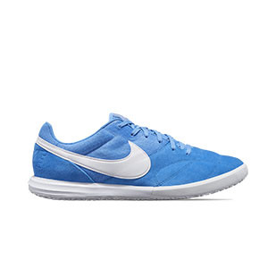 Nike Premier II Sala - Zapatillas de fútbol sala de piel Nike suela lisa IC - azules - pie derecho