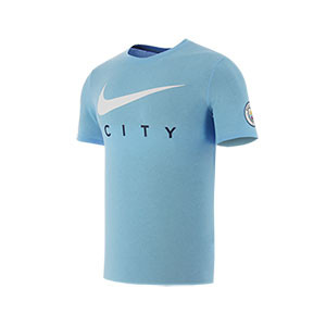 Camiseta algodón Nike Man City Swoosh - Camiseta algodón Nike oficial del Manchester City - azul celsete - frontal