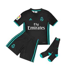 Conjunto niño <14 2a R. Madrid 17/18 - Kit infantil segunda equipación Real Madrid 2017 - 2018  - Negro / Azul - frontal