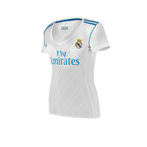 Camiseta mujer R. Madrid 17/18 - Camiseta chica primera equipación Real Madrid 2017 - 2018 - Blanco / Azul - frontal