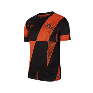 Camiseta Nike Chelsea pre-match Champions 19 2020 - Camiseta pre partido Nike Chelsea Champions League 2019 2020 - negra y naranja - frontal