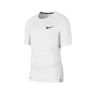 Camiseta interior térmica Nike Pro - Camiseta interior compresiva de manga corta Nike - blanca - frontal