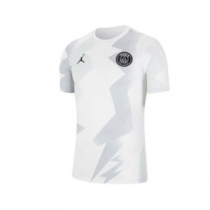 Camiseta Nike 4a PSG x Jordan pre-match 19 2020 - Camiseta pre partido Nike x Jordan del Paris Saint Germain 2019 2020 - blanca - frontal