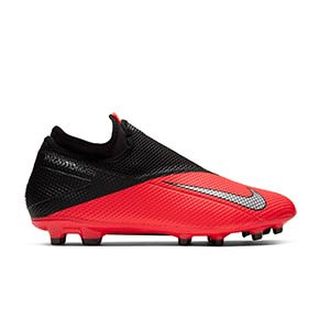 Nike Phantom Vision 2 Academy DF MG - Botas de fútbol con tobillera Nike MG para césped natural o artificial - rosas y negras - pie derecho