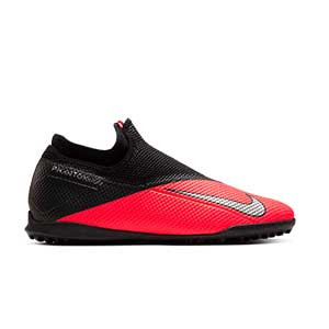 Nike Phantom Vision 2 Academy DF TF - Zapatillas multitaco con tobillera Nike suela turf - rosas y negras - pie derecho