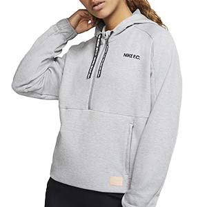 Sudadera Nike FC mujer Dri-Fit Hoodie - Sudadera con capucha para mujer Nike FC - gris oscura - frontal