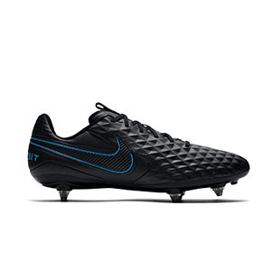 Nike Tiempo Legend 8 Pro SG - Botas de fútbol Nike de piel SG para césped natural blando - negras y azules - pie derecho