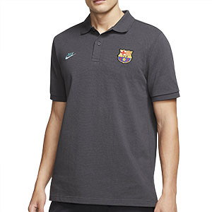 Polo Nike Barcelona Crew UCL - Polo oficial Nike del FC Barcelona 2019 2020 - gris - frontal