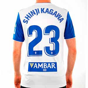 Camiseta adidas Kagawa Zaragoza 2019 2020 - Camiseta Shinji Kagawa adidas primera Real Zaragoza 2019 2020 - blanca y azul - trasera