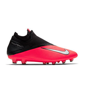 Nike Phantom Vision 2 Pro DF AG-PRO - Botas de fútbol con tobillera Nike AG-PRO para césped artificial - rosas y negras - pie derecho