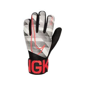 Nike GK Match Jr - Guantes de portero infantiles Nike corte flat - grises y rosas - frontal