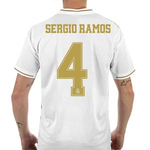 Camiseta adidas Real Madrid Sergio Ramos 19 2020 - Camiseta Sergio Ramos adidas primera equipación Real Madrid 2019 2020 - blanca - trasera