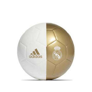 Balón adidas Real Madrid Capitano talla 5 - Balón de fútbol adidas Real Madrid 2019 2020 talla 5 - blanco y dorado - frontal