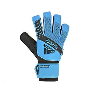 adidas Predator Top Training Fingersave - Guantes de portero con protecciones adidas corte positivo - azul celeste y negro - frontal derecho