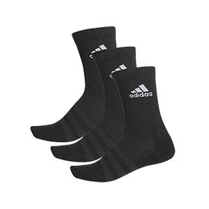 Pack calcetines media caña adidas Cushioned Crew 3pp - Pack 3 calcetines de media caña adidas - negros - frontal