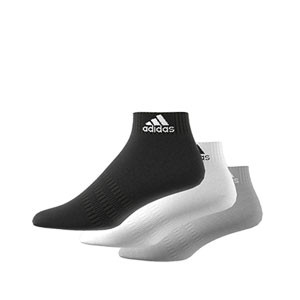 Calcetines tobilleros adidas Cushioned 3pp - Pack 3 calcetines tobilleros adidas - blanco, grises y negros - derecho