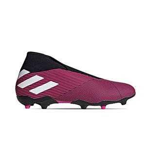 adidas Nemeziz 19.3 LL FG - Botas de fútbol sin cordones adidas FG para césped natural o artificial de última generación - rosas - pie derecho