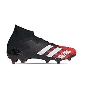 adidas Predator 20.1 FG - Botas de fútbol con tobillera adidas FG para césped natural o artificial de última generación - rojas y negras - pie derecho