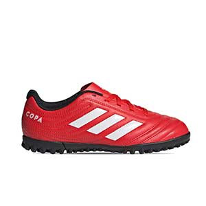 adidas Copa 20.4 TF J - Zapatillas multitaco para niño adidas TF suela turf - rojas y negras - pie derecho