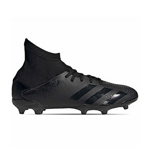 adidas Predator 20.3 FG J - Botas de fútbol con tobillera infantiles adidas FG para césped natural o artificial de última generación - negras - pie derecho