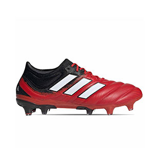 adidas Copa 20.1 FG - Botas de fútbol de piel de canguro adidas FG para césped natural o artificial de última generación - rojas y negras - pie derecho