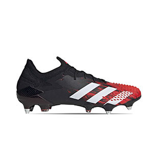 adidas Predator 20.1 Low SG - Botas de fútbol adidas SG para césped natural blando - rojas y negras - pie derecho