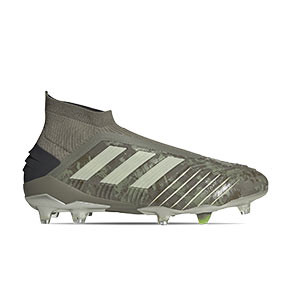 adidas Predator 19+ FG - Botas de fútbol con tobillera sin cordones adidas FG para césped natural o artificial de última generación - verde oscuro - pie derecho