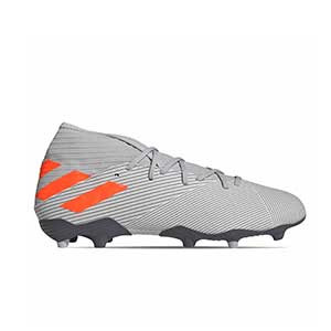 adidas Nemeziz 19.3 FG - Botas de fútbol adidas FG para césped natural o artificial de última generación - grises y naranjas - pie derecho