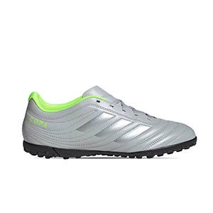 adidas Copa 20.4 TF - Zapatillas de fútbol multitaco adidas suela turf - plateadas - pie derecho