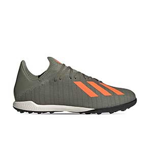 adidas X 19.3 TF - Botas de fútbol multitaco adidas suela turf - verde oscuro - pie derecho