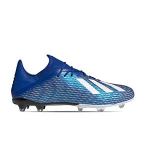 adidas X 19.2 FG - Botas de fútbol adidas FG para césped natural o artificial de última generación - azules - pie derecho