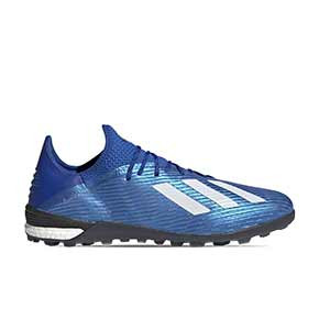 adidas X 19.1 TF - Zapatillas de fútbol multitaco adidas suela turf - azules - pie derecho