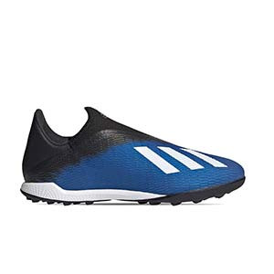 adidas X 19.3 LL TF - Zapatillas multitaco sin cordones adidas suela turf - azules - pie derecho