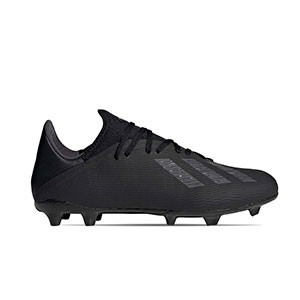 adidas X 19.3 FG - Botas de fútbol adidas FG para césped natural o artificial de última generación - negras - pie derecho