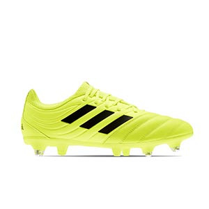 adidas Copa 19.3 SG - Botas de fútbol de piel adidas SG césped natural húmedo - amarillas flúor - pie derecho