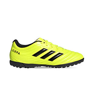 adidas Copa 19.4 TF - Zapatillas multitaco adidas TF suela turf - amarillas flúor - pie derecho