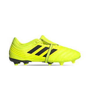 adidas Copa Gloro 19.2 FG - Botas de fútbol de piel adidas FG para césped natural o artificial de última generación - amarillas flúor - pie derecho