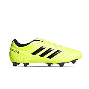 adidas Copa 19.4 FG - Botas de fútbol adidas FG para césped natural o artificial de última generación - amarillas flúor - pie derecho