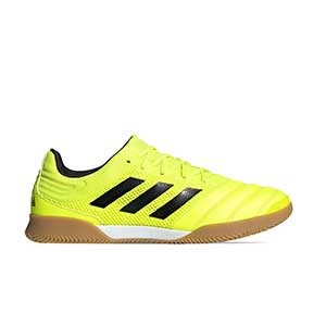 adidas Copa 19.3 IN Sala - Zapatillas de fútbol sala de piel adidas suela lisa IN - amarillas flúor - pie derecho