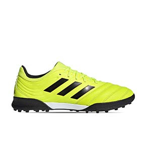 adidas Copa 19.3 TF - Zapatillas de fútbol multitaco de piel adidas suela turf - amarillas flúor - pie derecho