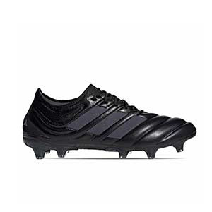 adidas Copa 19.1 FG - Botas d piel de canguro adidas suela FG para césped natural o artificial de última generación - negras - pie derecho