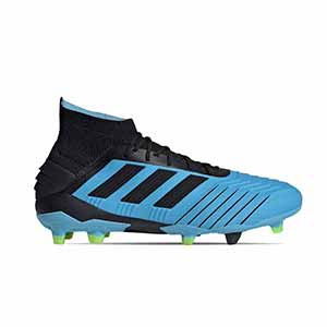 adidas Predator 19.1 FG - Botas de fútbol con tobillera adidas FG para césped natural o artificial de última generación - azul celeste y negras - pie derecho