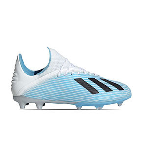 adidas X 19.1 FG J - Botas de fútbol infantiles adidas FG para césped natural o artificial de última generación - azul celeste - pie derecho