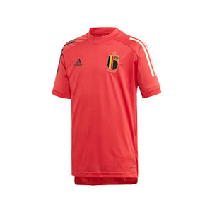 Camiseta adidas Bélgica niño entreno 2019 2020 - Camiseta infantil de manga corta de entrenamiento selección belga 2019 2020 - roja - frontal