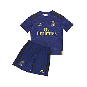 Equipación adidas 2a niño pequeño Real Madrid 19 2020 - Conjunto infantil 1-6 años segunda equipación adidas Real Madrid 2019 2020 - azul marino - frontal