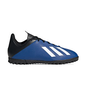 adidas X 19.4 TF J - Botas de fútbol multitaco infantiles adidas suela turf - azules - derecho