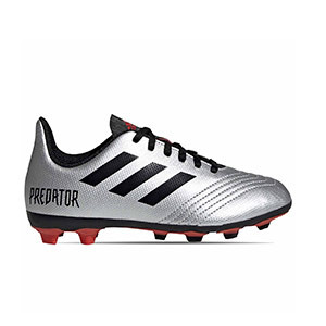 adidas Predator 19.4 FxG Junior - Botas de fútbol para niño adidas FxG para multiples terrenos - plateadas y negras - pie derecho