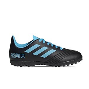 adidas Predator Tango 19.4 TF J - Zapatillas de fútbol multitaco para niño adidas suela turf - azul celeste y negras - pie derecho